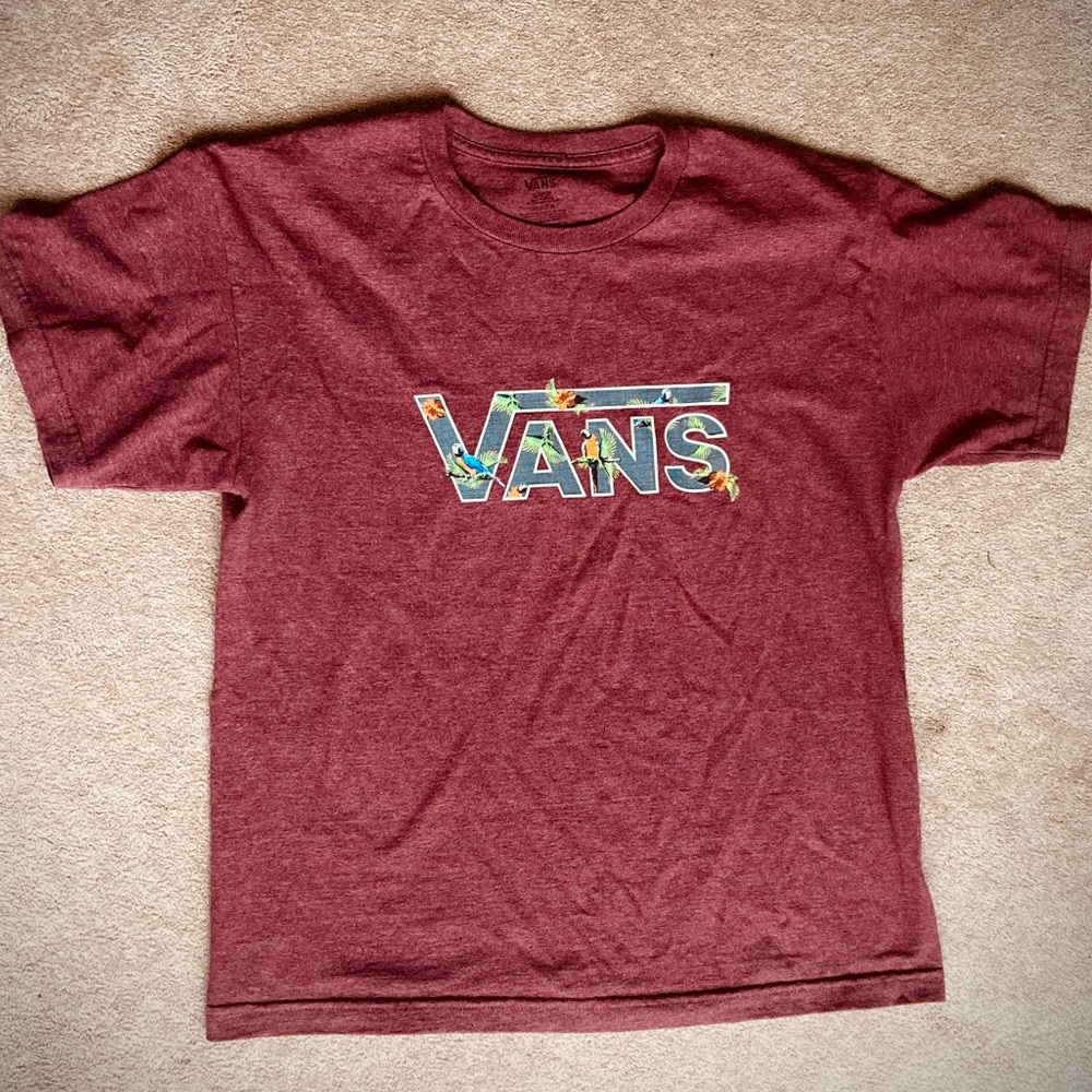 Women’s Burgundy Tropical Bird Vans Tee